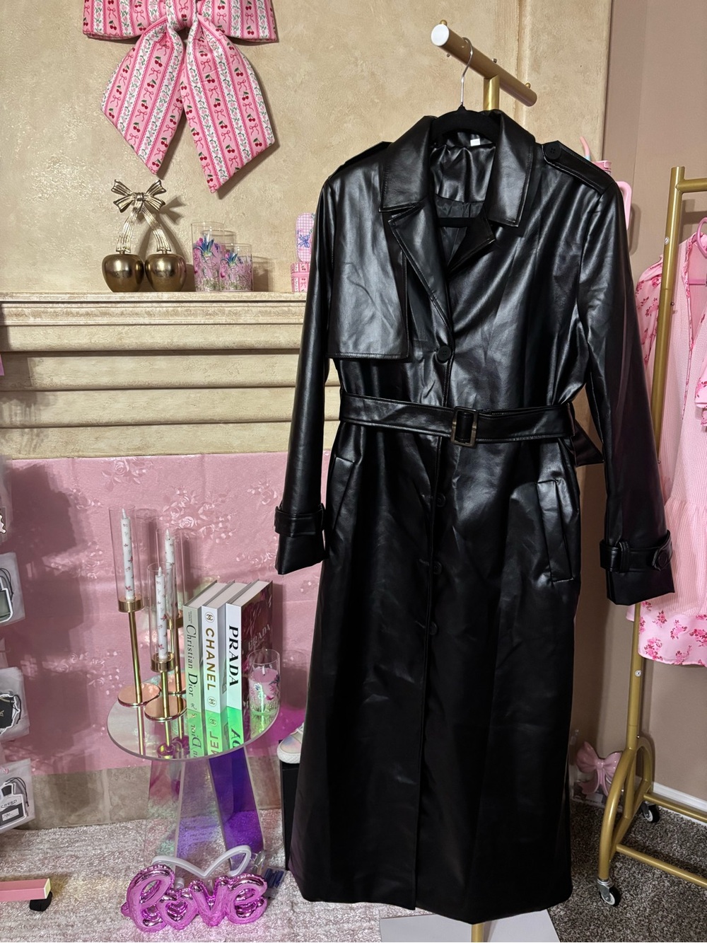 192. MICAS L PU Trench Coat